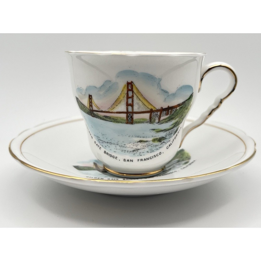 Royal Stafford Golden Gate Bridge San Francisco Bone China Teacup Saucer England